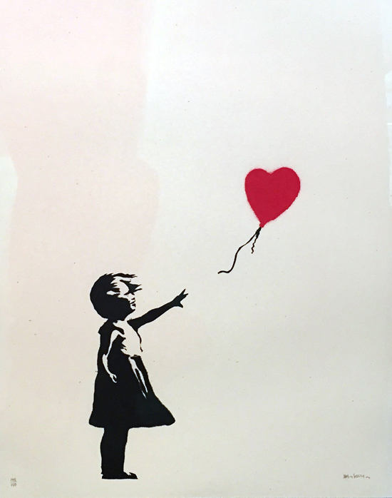 Banksy: Girl with Balloon (ªFoto. Banksy/Galerie Kronsbein)